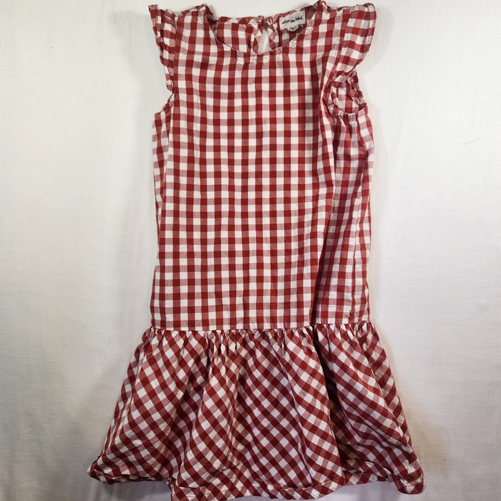 Miles the Label Girls Red Gingham‎ Organic Cotton Ruffle Dress Size 7